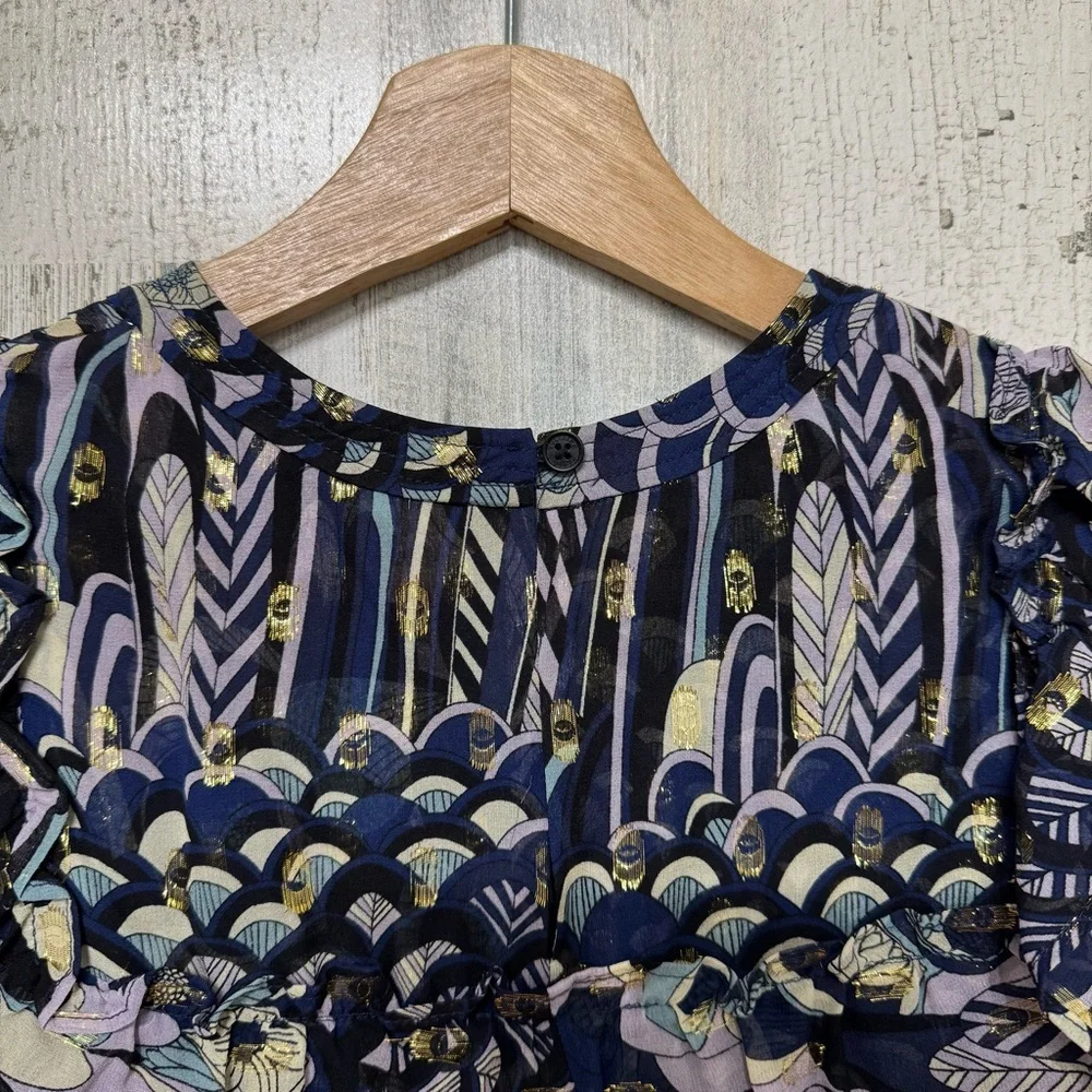 Zadig & Voltaire Toundra Lurex Printed Silk Blouse Top Size S Party Cocktail - Picture 8 of 12